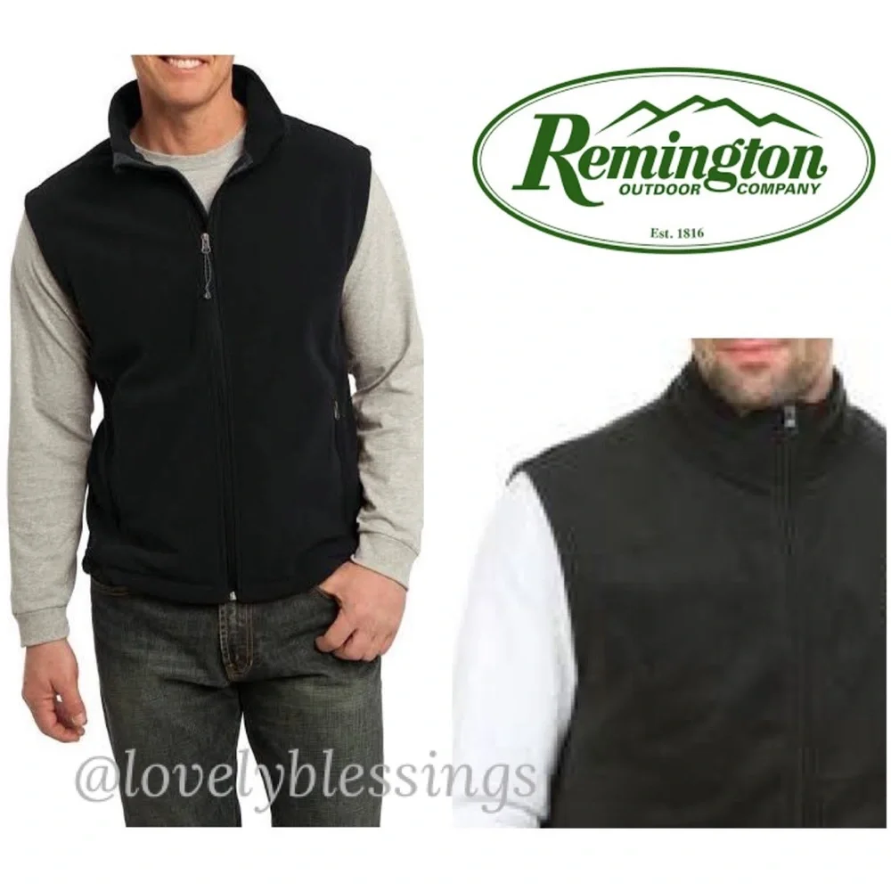 Warm Fleece Lightweight Vest Remington Black Mens Size Large